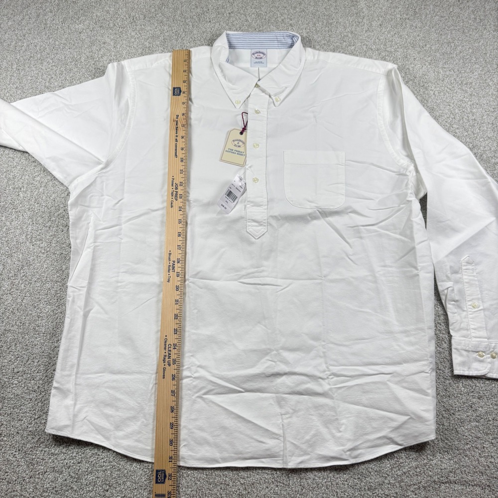 NEW Brooks Brothers Popover Shirt Mens XXL White Friday Oxford Button Down - Picture 3 of 8